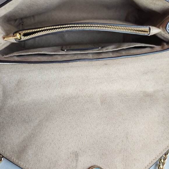 COACH Tammie colorblock shoulder bag crossbody cream and tan with black accent - Picture 8 of 9